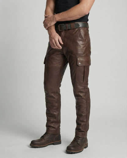 Herren Lederhose Cargo-Style mit Taschen - Eveloria