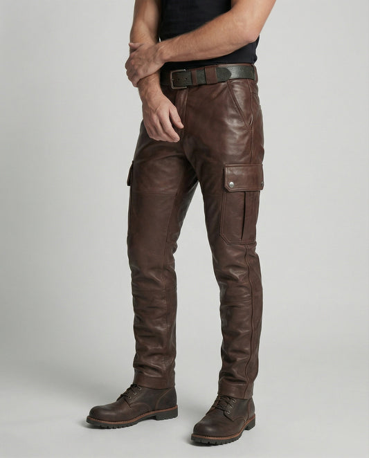 Herren Lederhose Cargo-Style mit Taschen - Eveloria