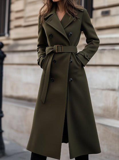 Damen Winter Trenchcoat Lang mit Gürtel - Eveloria