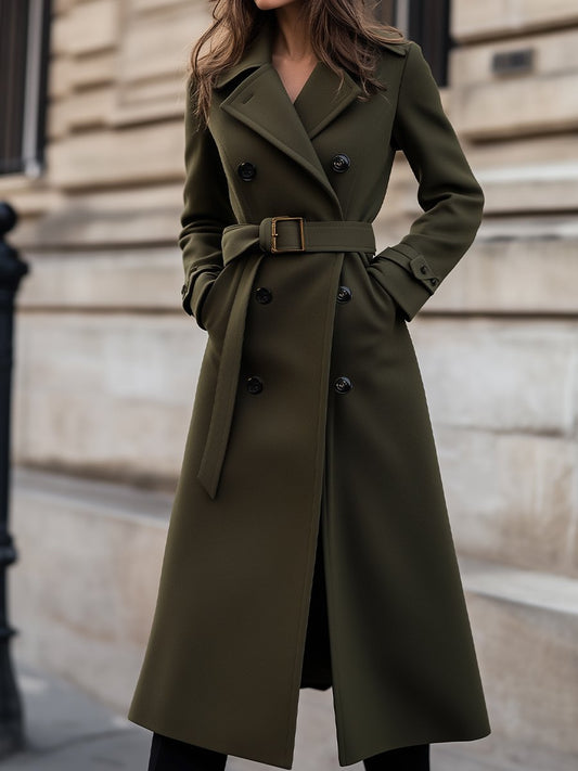 Damen Winter Trenchcoat Lang mit Gürtel - Eveloria