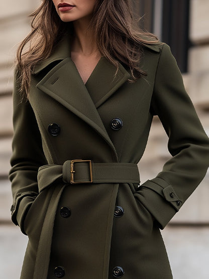Damen Winter Trenchcoat Lang mit Gürtel