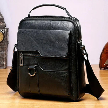 Damen Leder Schultertasche Reißverschluss Verstellbarer Riemen Braun
