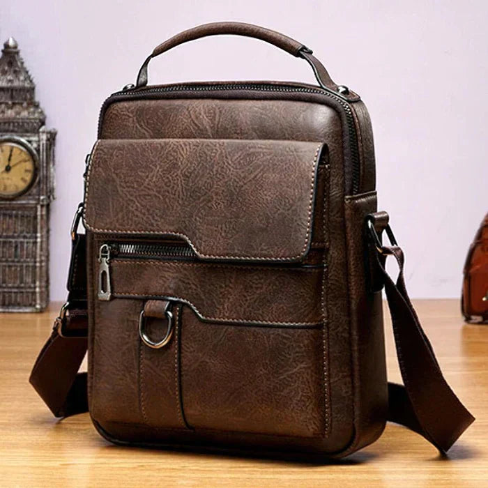 Damen Leder Schultertasche Reißverschluss Verstellbarer Riemen Braun