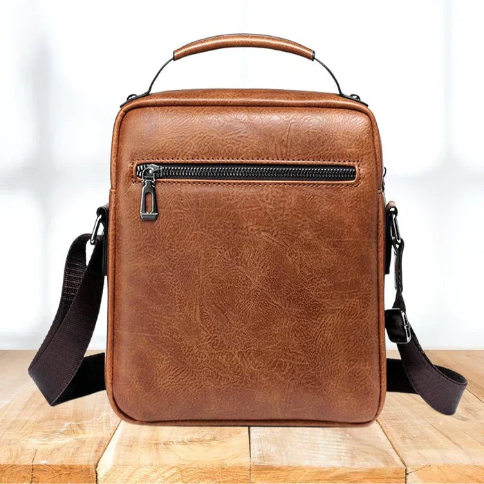 Damen Leder Schultertasche Reißverschluss Verstellbarer Riemen Braun