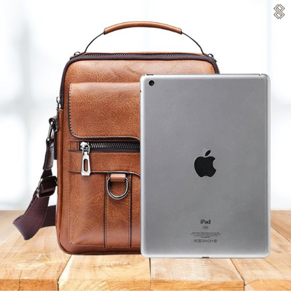 Damen Leder Schultertasche Reißverschluss Verstellbarer Riemen Braun