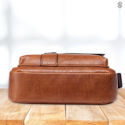 Damen Leder Schultertasche Reißverschluss Verstellbarer Riemen Braun