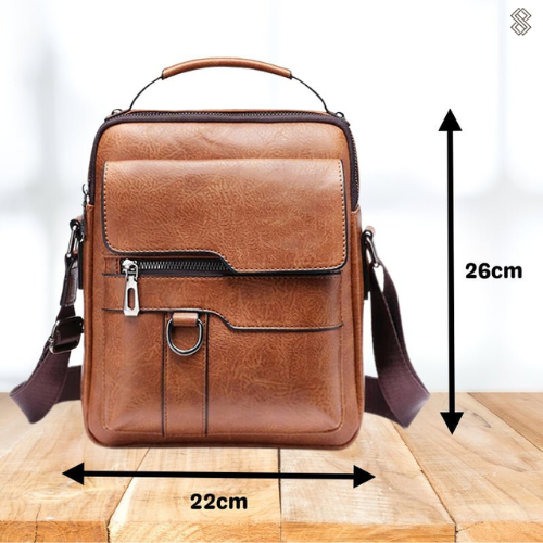 Damen Leder Schultertasche Reißverschluss Verstellbarer Riemen Braun