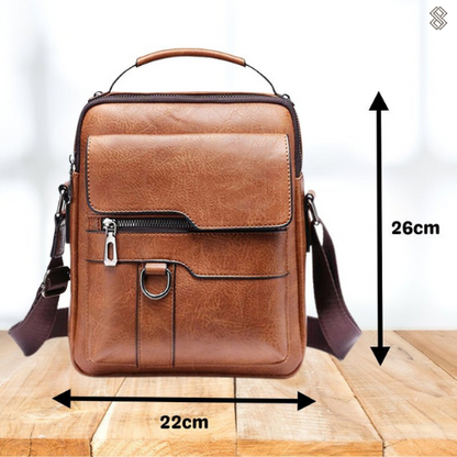 Damen Leder Schultertasche Reißverschluss Verstellbarer Riemen Braun
