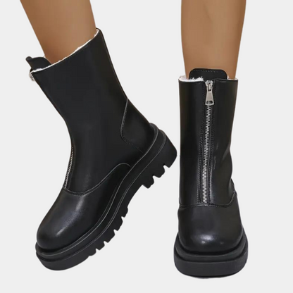 Damen Knöchelstiefel Lederlook Chunky-Sohle