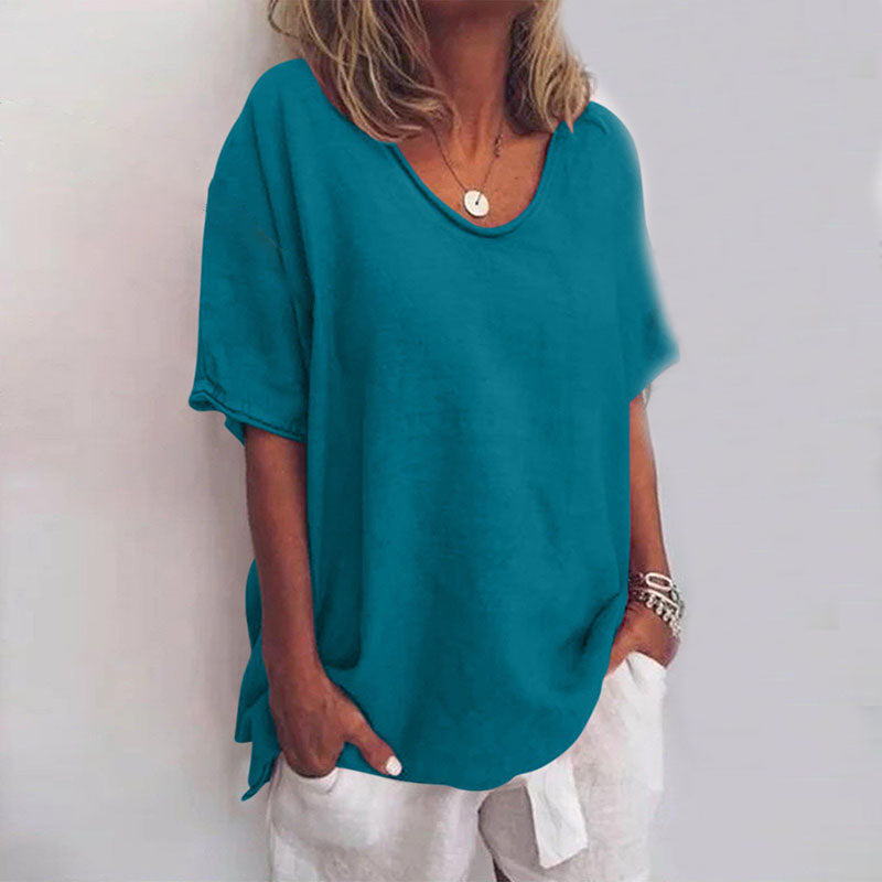 Damen Kurzarm T-Shirt Lässig Lockere Passform