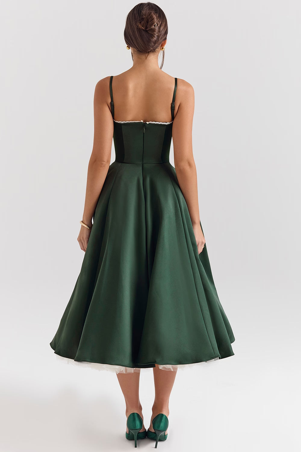 Damen Abendkleid Midi Herzförmiger Ausschnitt