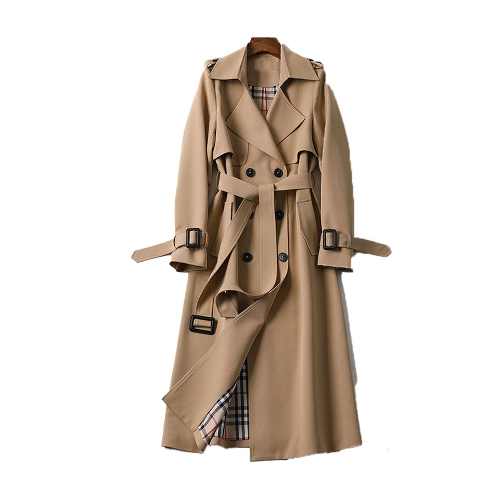 Damen Trenchcoat Baumwollmischung Strukturiert Mit Gürtel