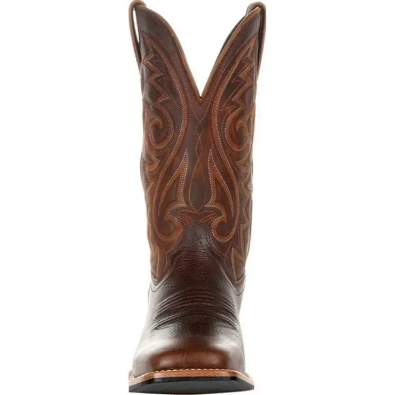 Herren Cowboy-Stiefel Westernstil Leder Braun