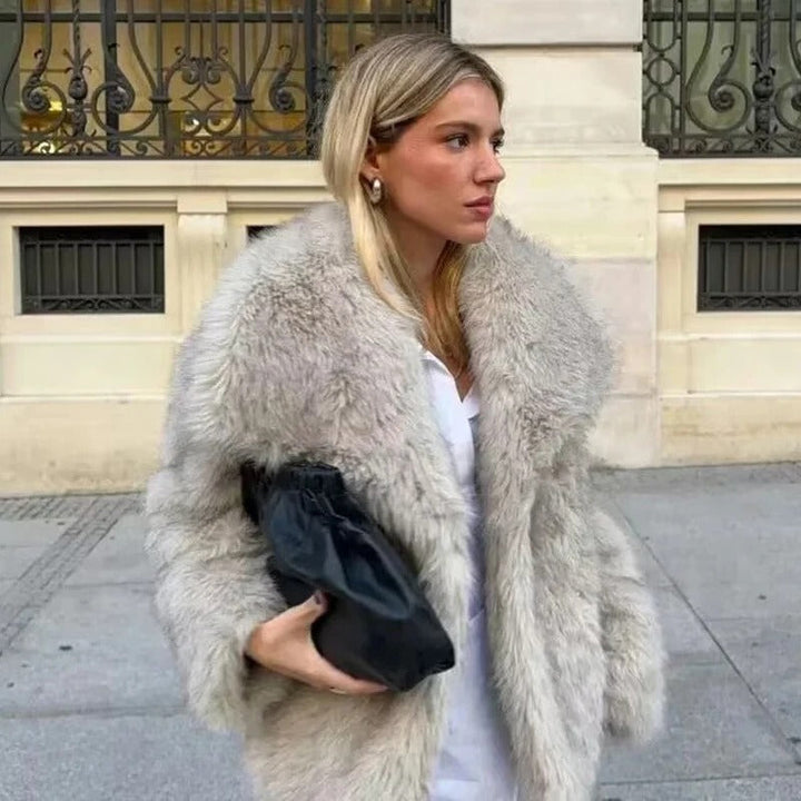 Eveloria Damen Kunstpelzmantel Warm