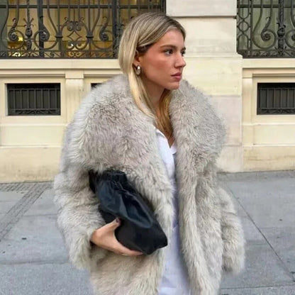 Eveloria Damen Kunstpelzmantel Warm