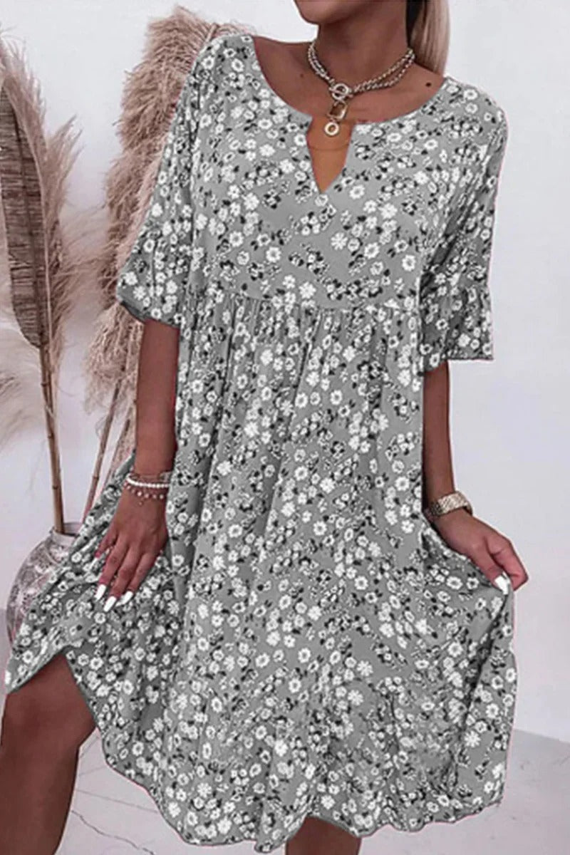 Damen Sommerkleid Blumendruck Baumwolle