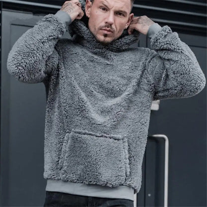 Eveloria Herren Teddy-Hoodie Klassisch Grau
