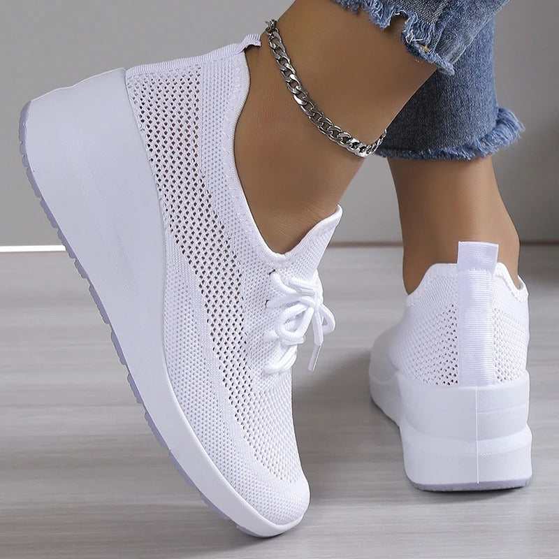 Damen Sneaker Atmungsaktives Mesh Plateau Bequem