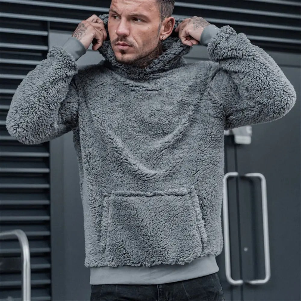 Eveloria Herren Teddy-Hoodie Klassisch Grau - Eveloria
