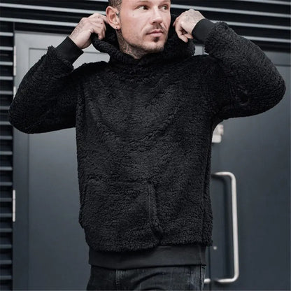 Eveloria Herren Teddy-Hoodie Klassisch Grau