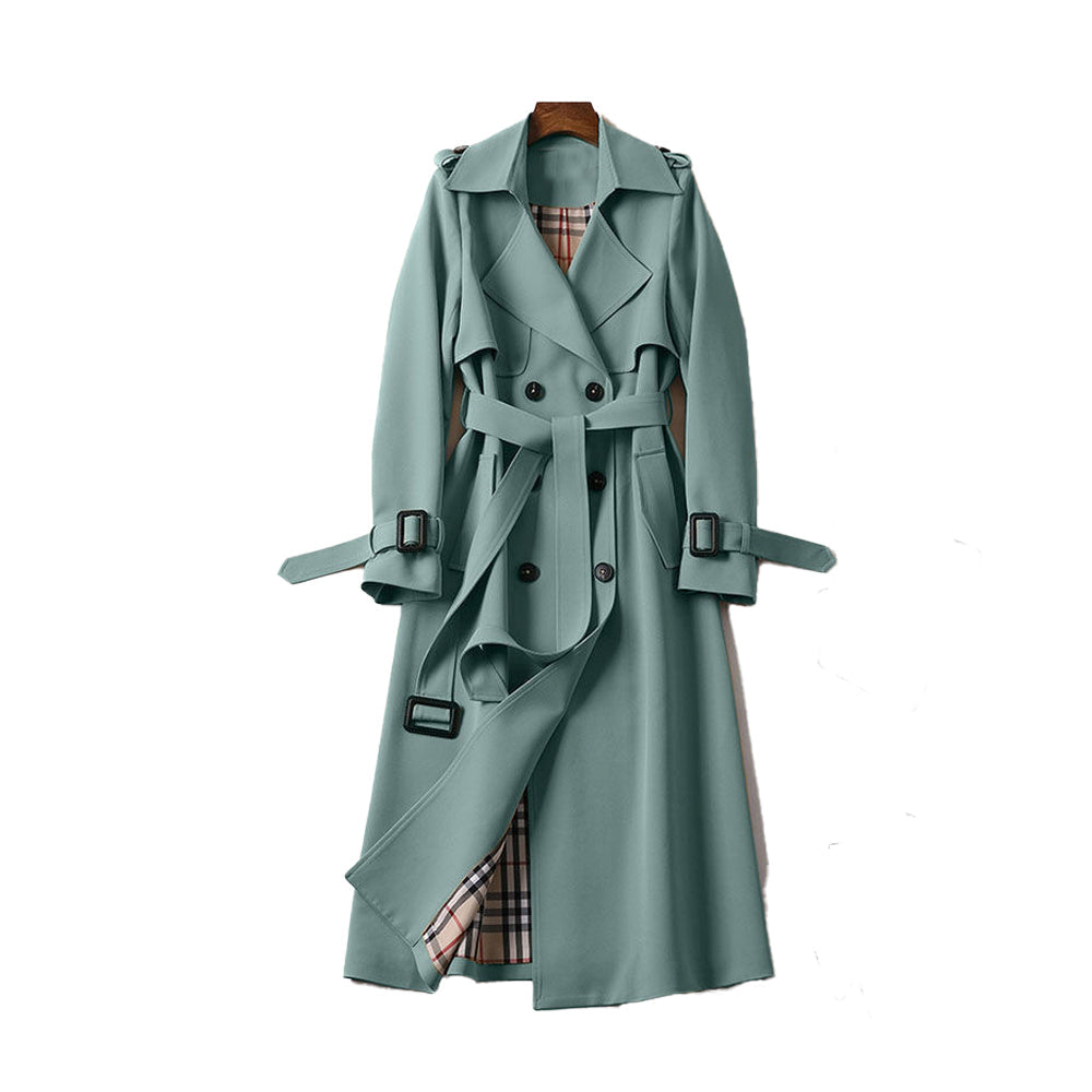 Damen Trenchcoat Baumwollmischung Strukturiert Mit Gürtel