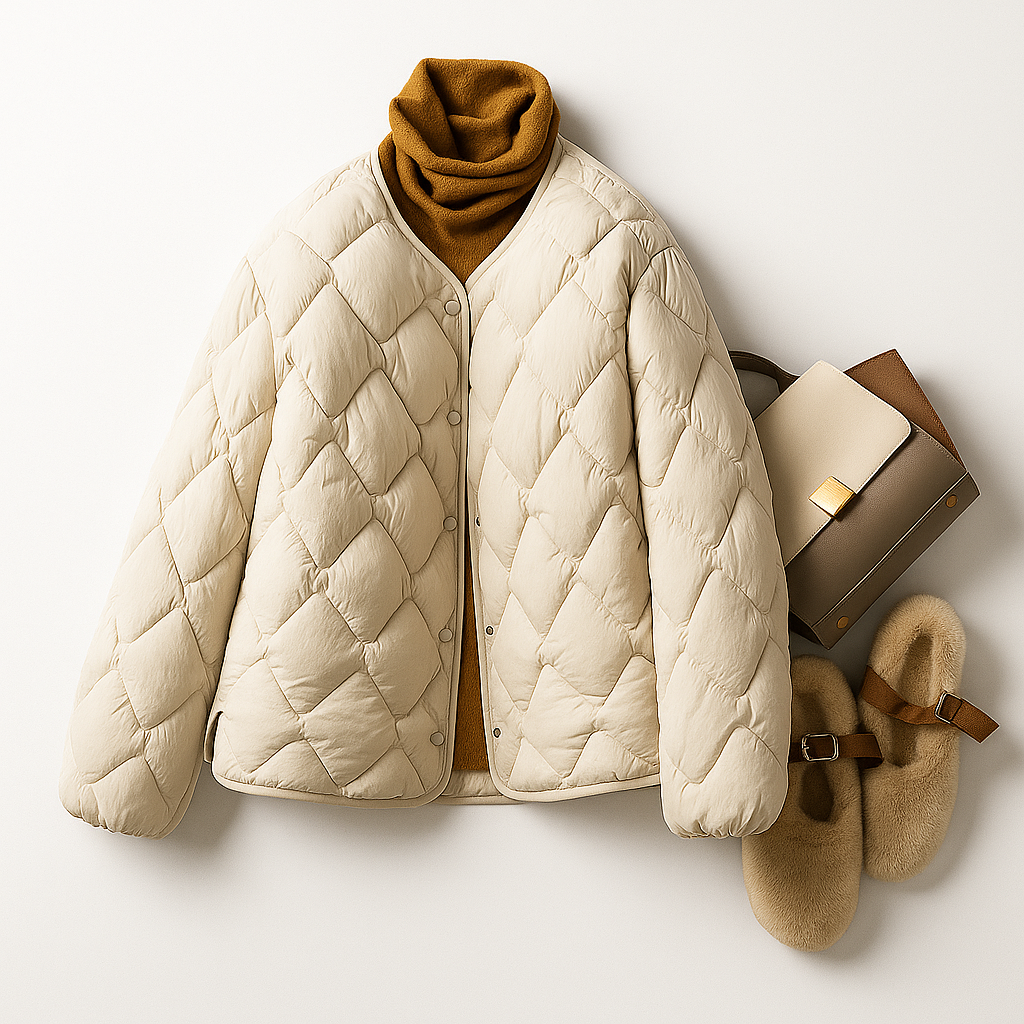 Damen Pufferjacke Warm Gesteppt Leicht