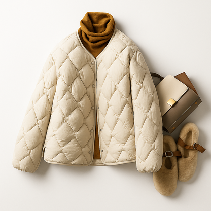 Damen Pufferjacke Warm Gesteppt Leicht