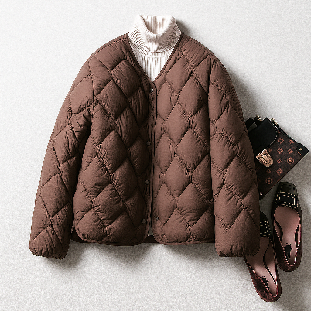 Damen Pufferjacke Warm Gesteppt Leicht