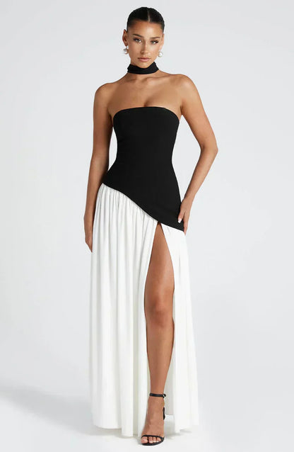 Damen Asymmetrisches Maxi-Kleid Hochzeit Gästekleid
