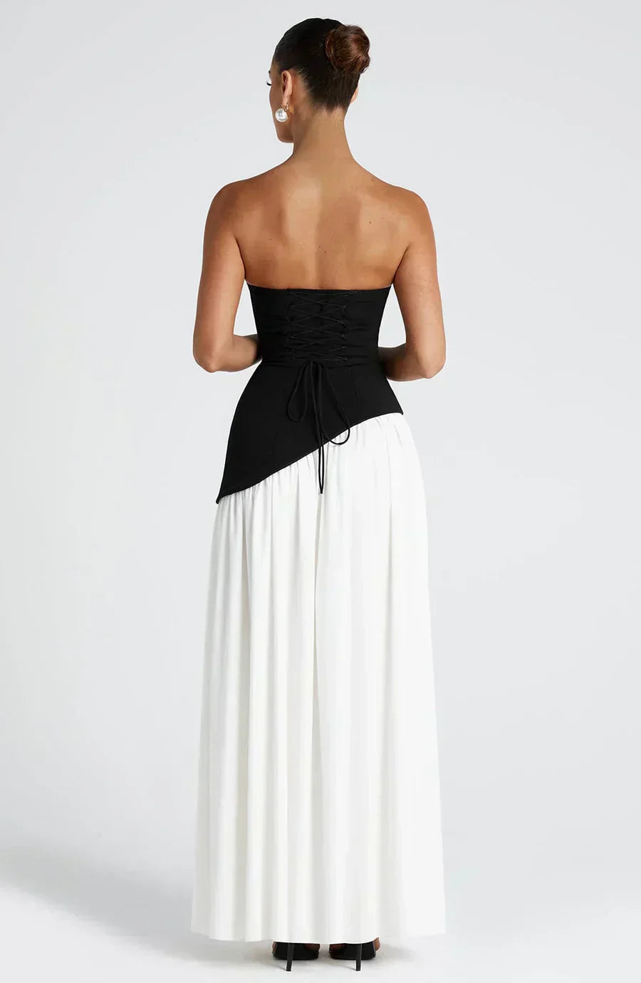 Damen Asymmetrisches Maxi-Kleid Hochzeit Gästekleid