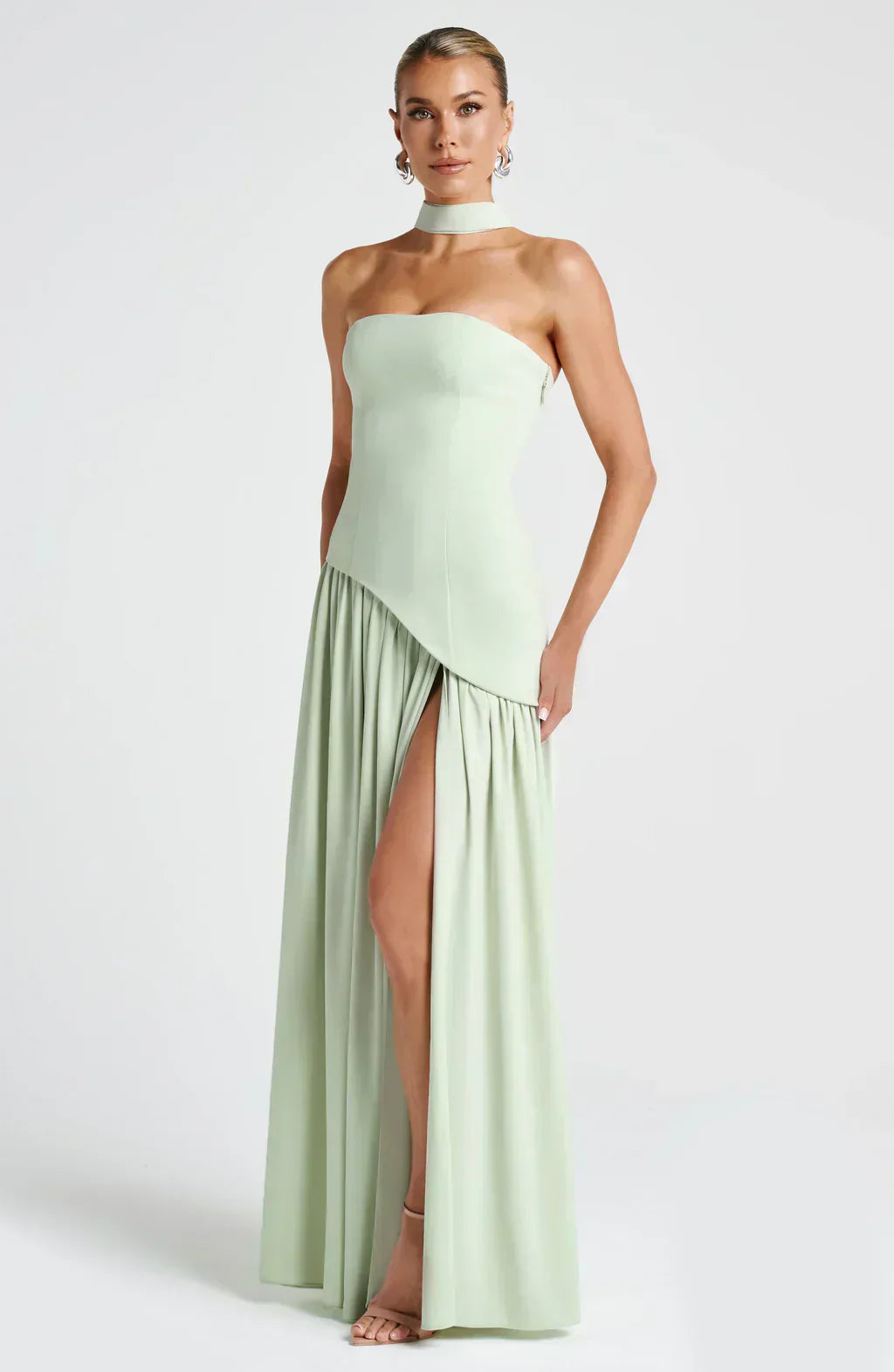 Damen Asymmetrisches Maxi-Kleid Hochzeit Gästekleid
