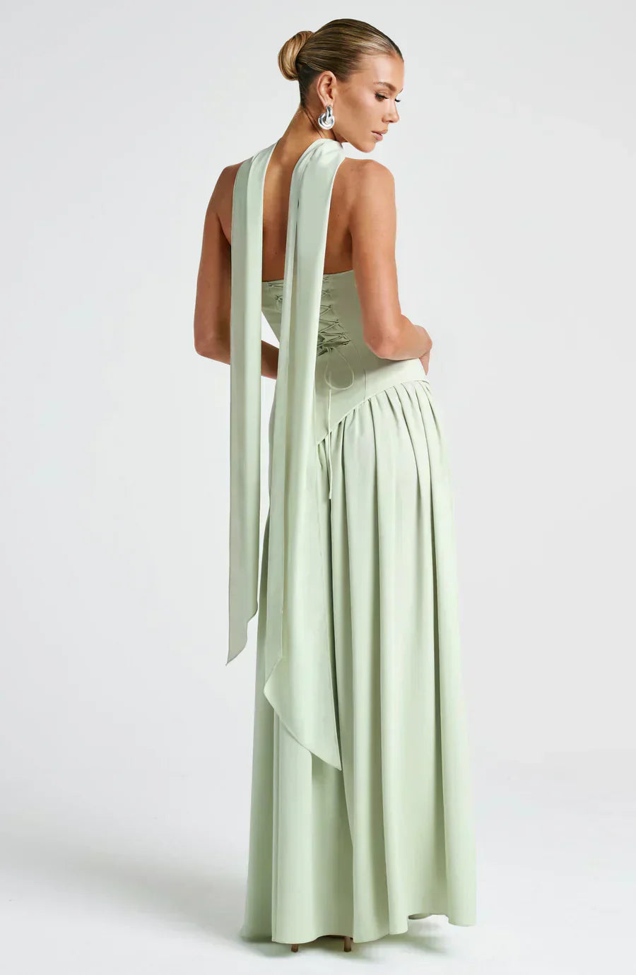 Damen Asymmetrisches Maxi-Kleid Hochzeit Gästekleid