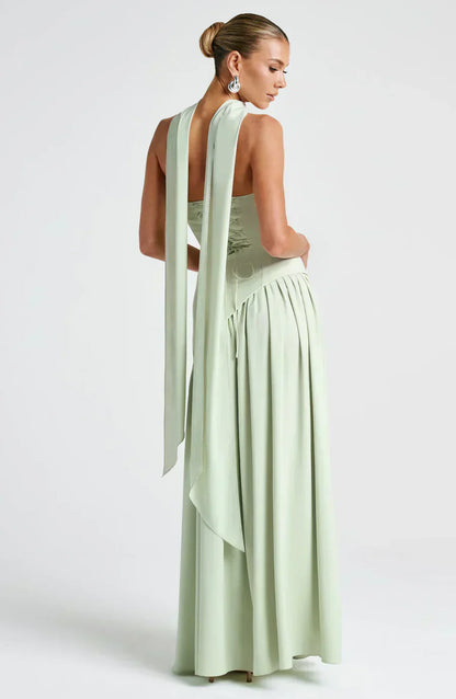 Damen Asymmetrisches Maxi-Kleid Hochzeit Gästekleid