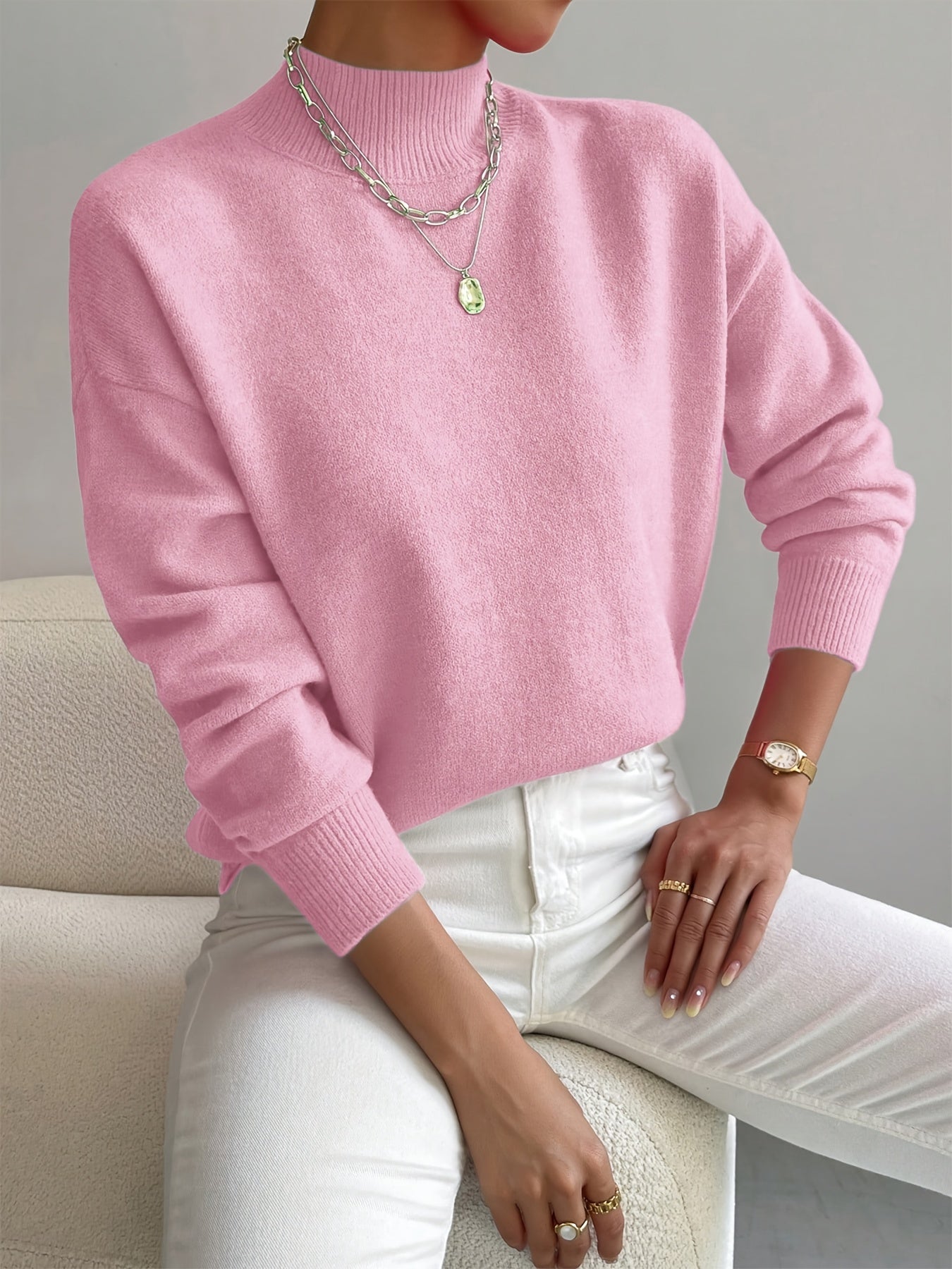 Damen Frühlingspullover Mock Neck