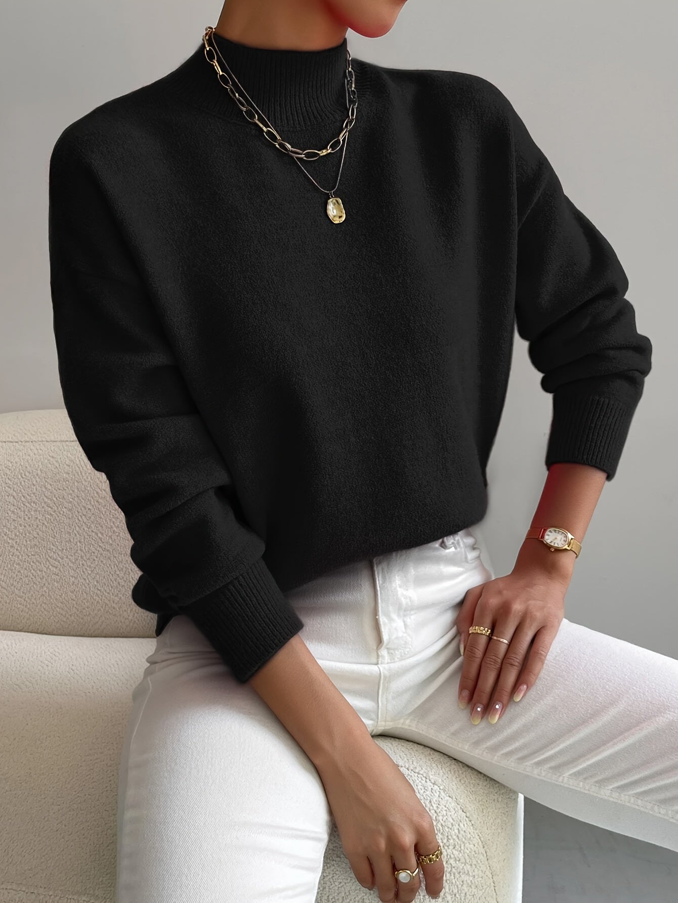 Damen Eleganter Rollkragenpullover Elke