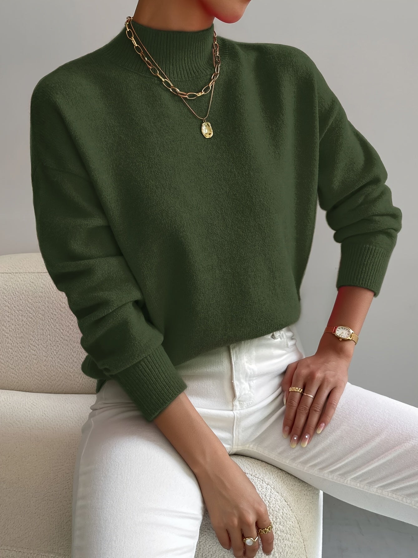 Damen Frühlingspullover Mock Neck