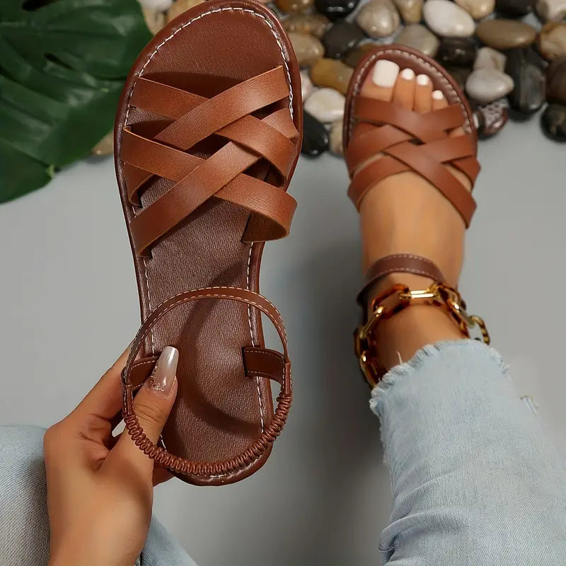 Eveloria Damen Geflochtene Flache Sandalen