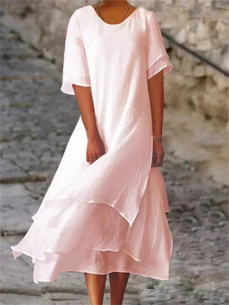Damen Maxikleid Rundhalsausschnitt Fließend Elegant - Eveloria