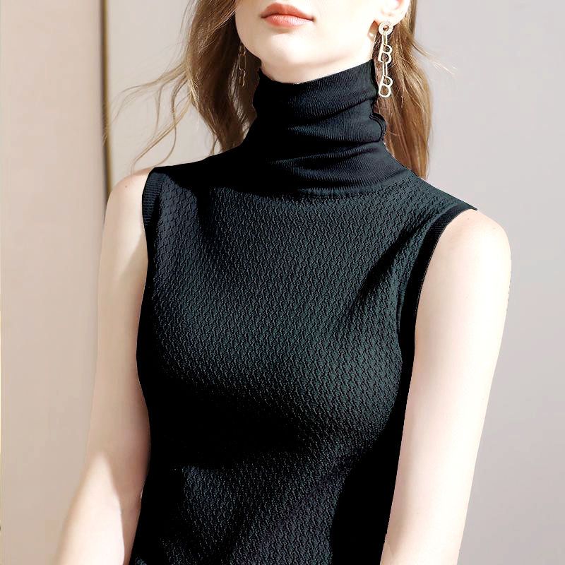 Eveloria Damen Ärmelloser Pullover Hochgeschlossen