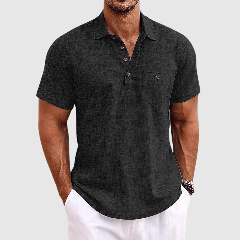 Herren Polohemd mit Knopfleiste und Taschen