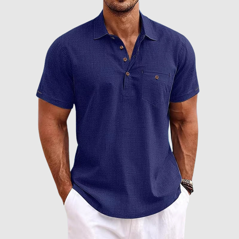 Herren Polohemd mit Knopfleiste und Taschen
