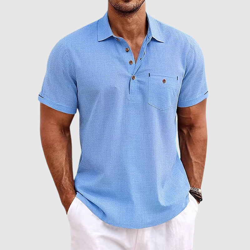 Herren Polohemd mit Knopfleiste und Taschen - Eveloria