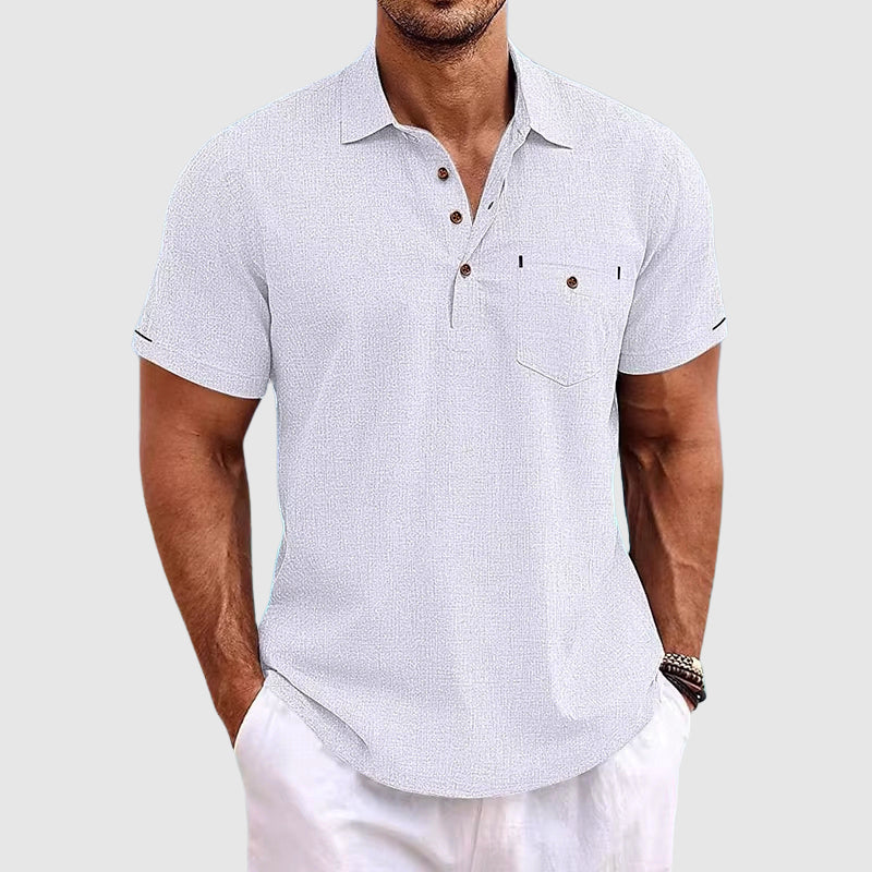 Herren Polohemd mit Knopfleiste und Taschen