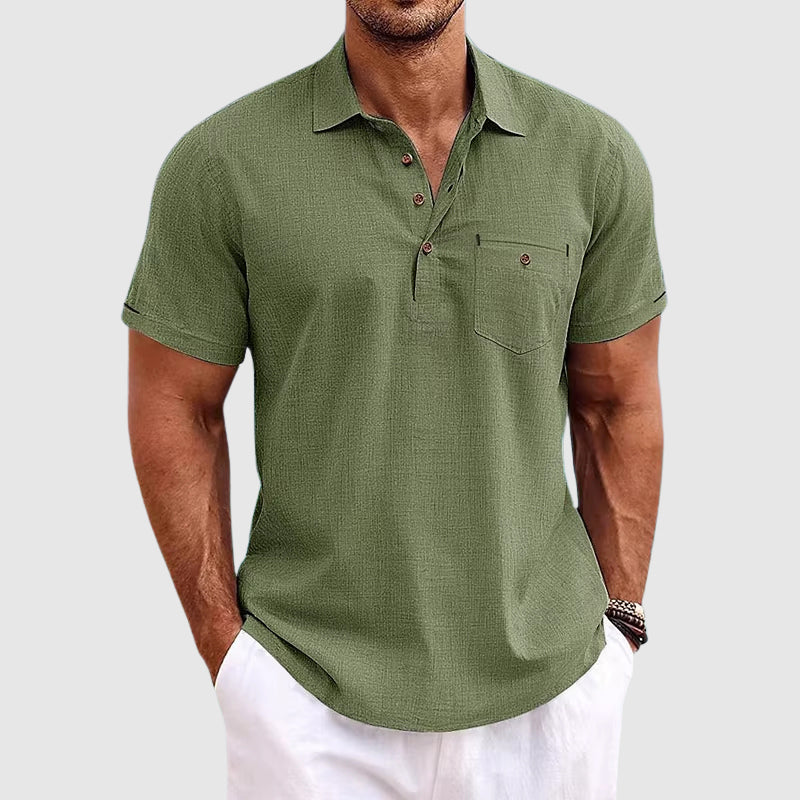 Herren Polohemd mit Knopfleiste und Taschen