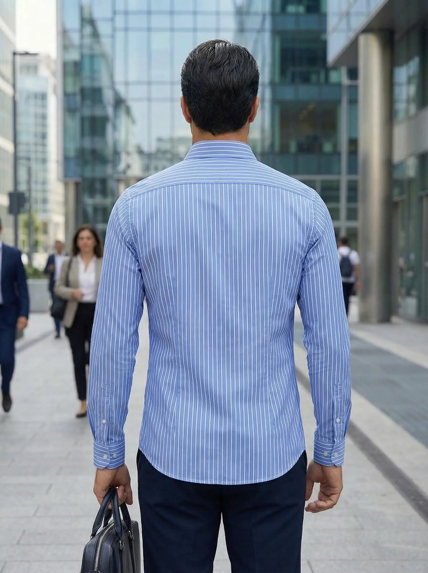 Herren Slim Fit Knopfhemd Streifen Baumwolle Weiß