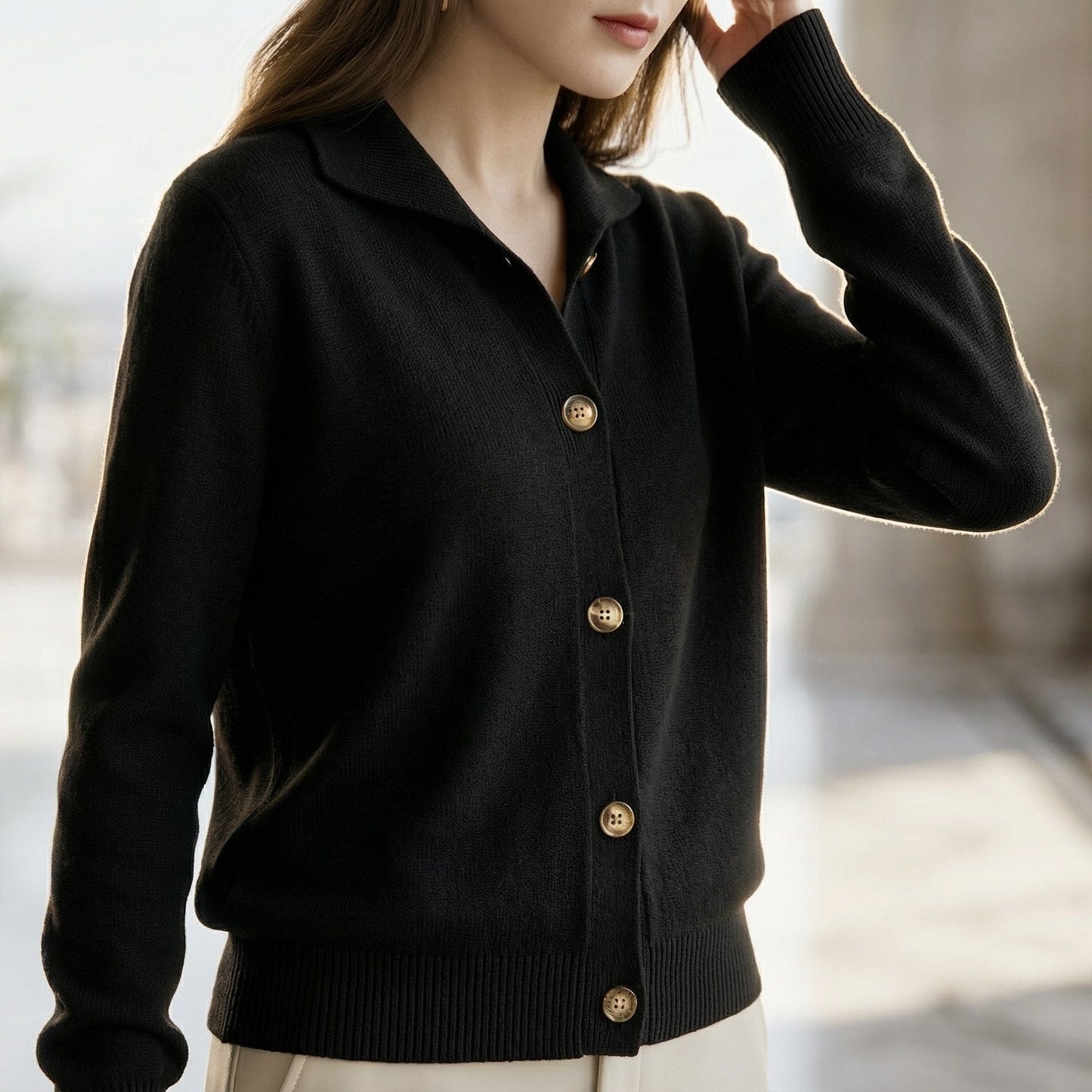 Herren Strickjacke mit Kragen und Knöpfen Jakob