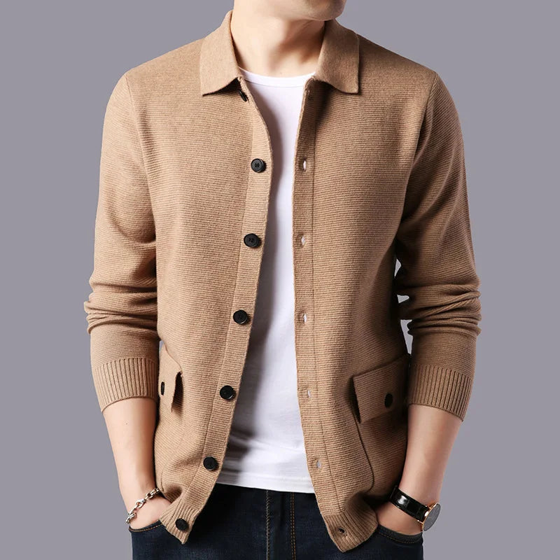Erik Herren Strickjacke Kragen Knopfleiste - Eveloria