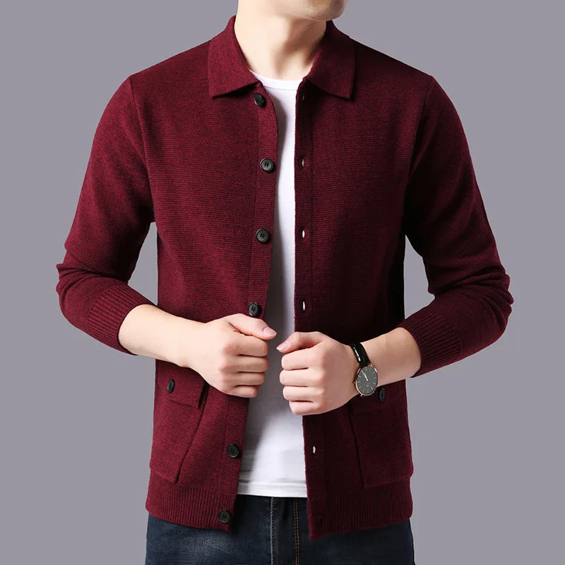 Erik Herren Strickjacke Kragen Knopfleiste