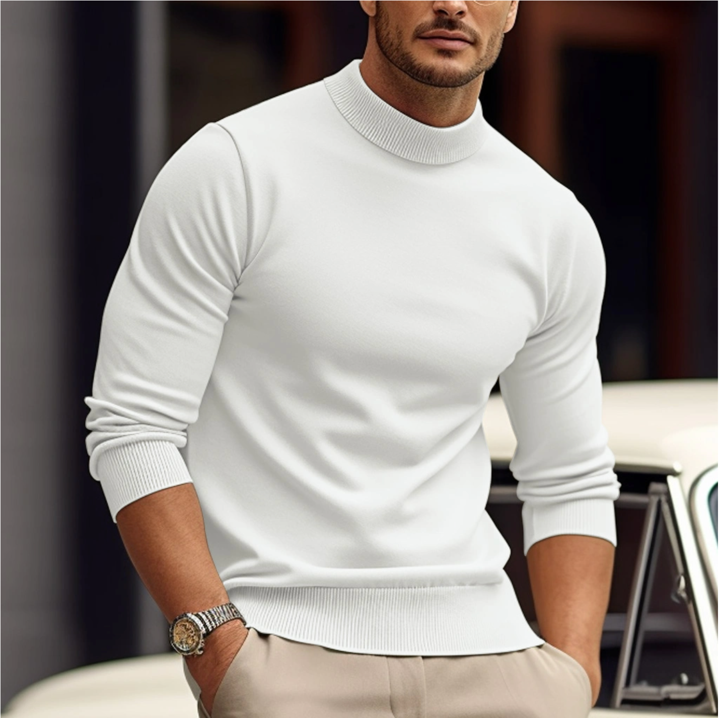 Herren Pullover Stehkragen