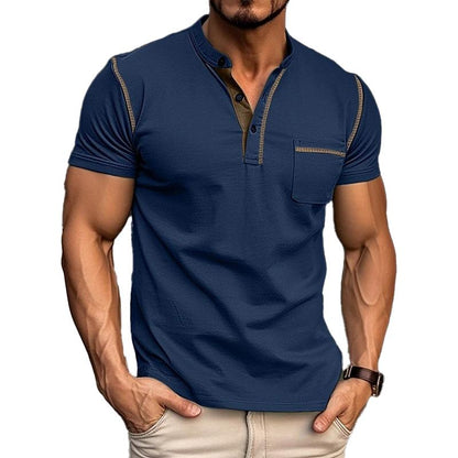 Herren Henley Kurzarmshirt Kontrastbesatz